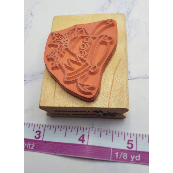 Christmas Bells With Holly Canadian Maple Collection Wood Mounted Rubber Stamp - Picture 8 of 8